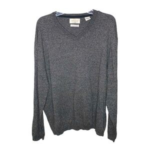 Weatherproof Brown Black Heather Cotton Cashmere V-Neck Sweater Size XXL